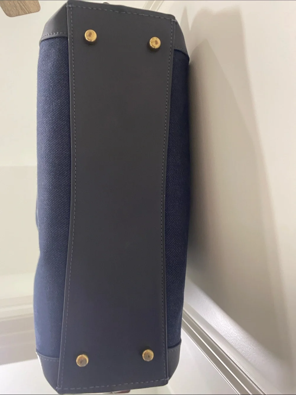 Coach Navy Logo Canvas & Leather Shoulder Tote
